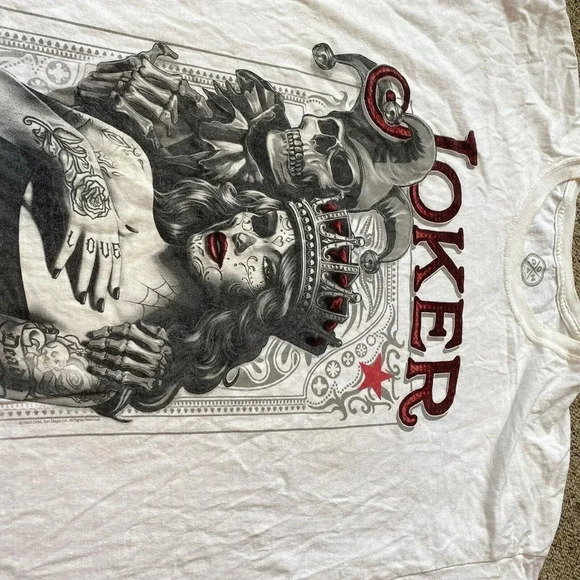 DOM Y2K Joker Shirt Unsex 3XL Short Sleeve Candy Skull Day of the Dead Queen - Picture 4 of 7